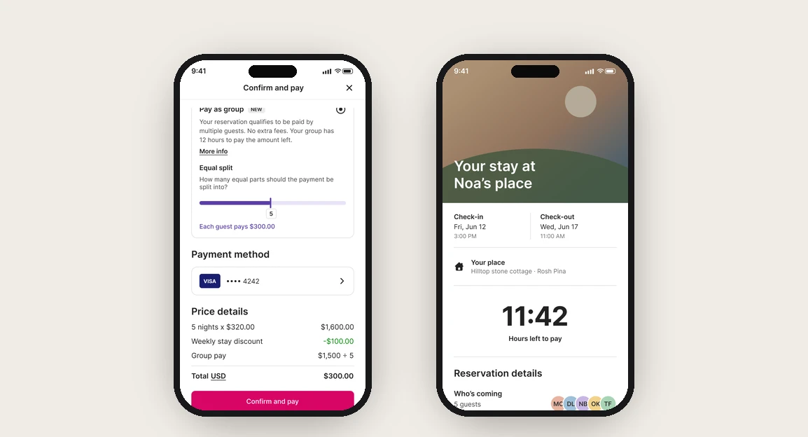 Group Pay: checkout and guest payment screens
